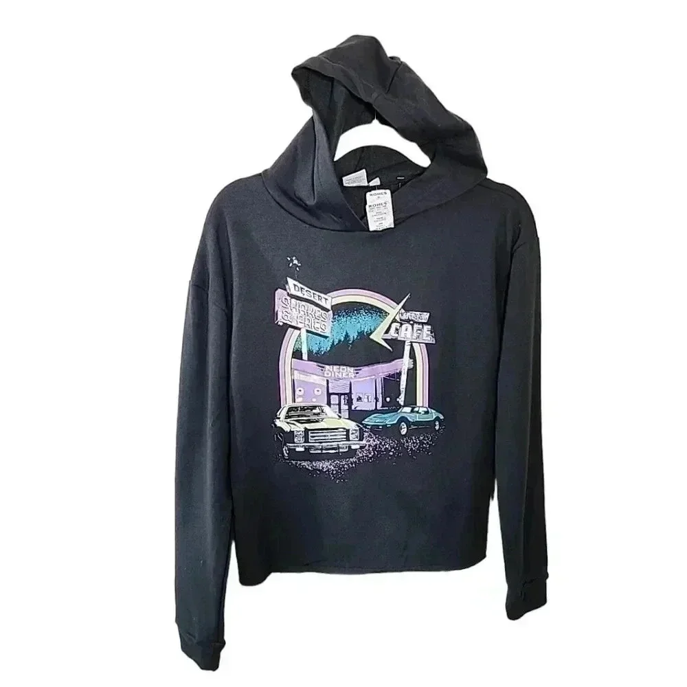 DESERT Shakes & Fries Cropped Fleece Hoodie. Nwt size small - Picture 6 of 10